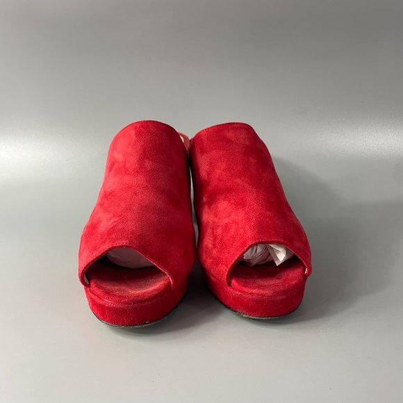 Alberto Zago Milano Red Suede Slide-on Sandals, Size 38 - Picture 3 of 12